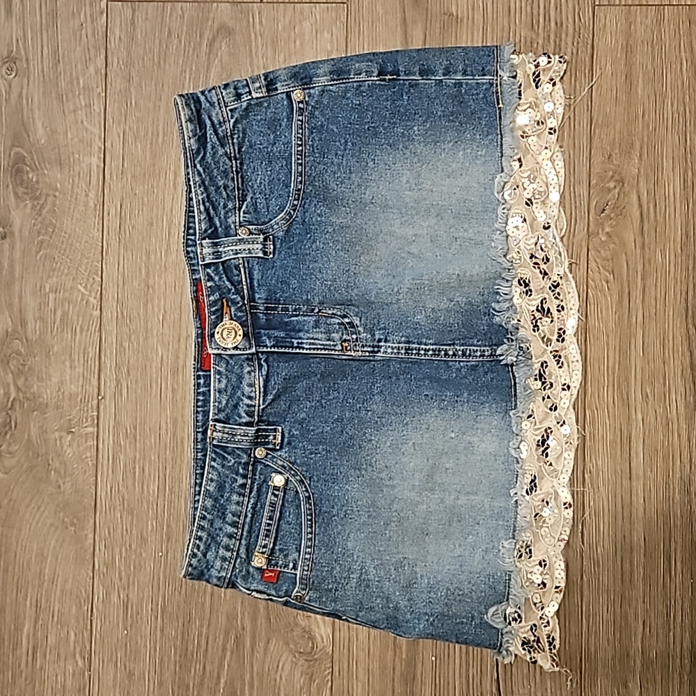 Y2K denim mini skirt